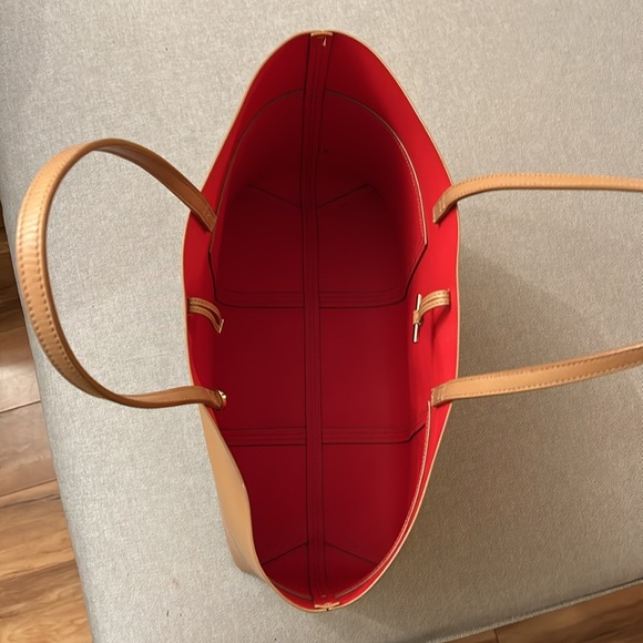 Authentic Tory Burch Block T Tote Tan Bag shoulder purse - Picture 8 of 11